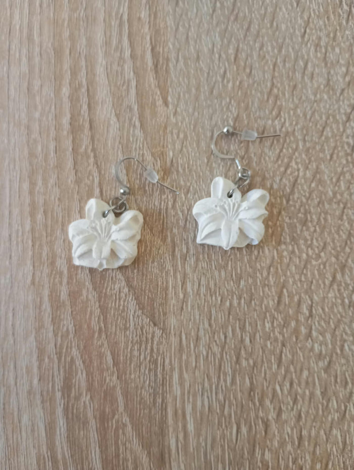 Boucles d’oreilles fleurs tropicales en plâtre à peindre