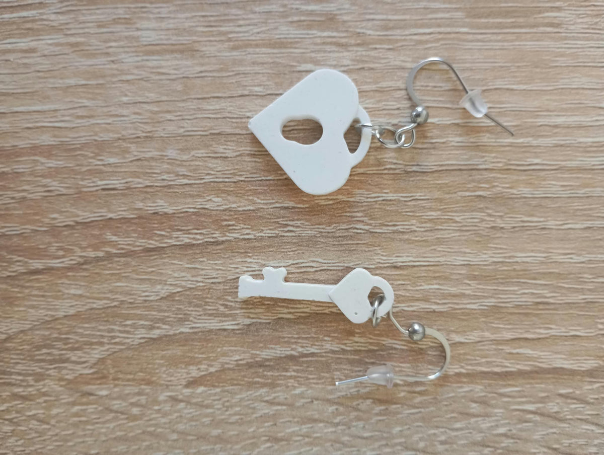 Boucles d’oreilles Cœur & Clé à peindre