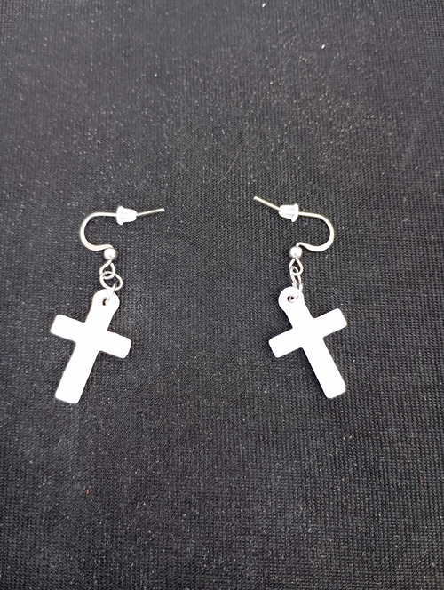 Boucles d’oreilles croix en plâtre à peindre