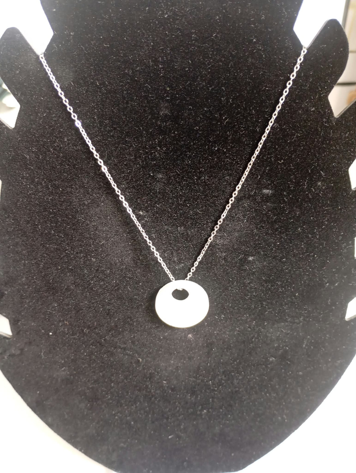 Collier rond en plâtre à peindre avec chaîne en acier inoxydable
