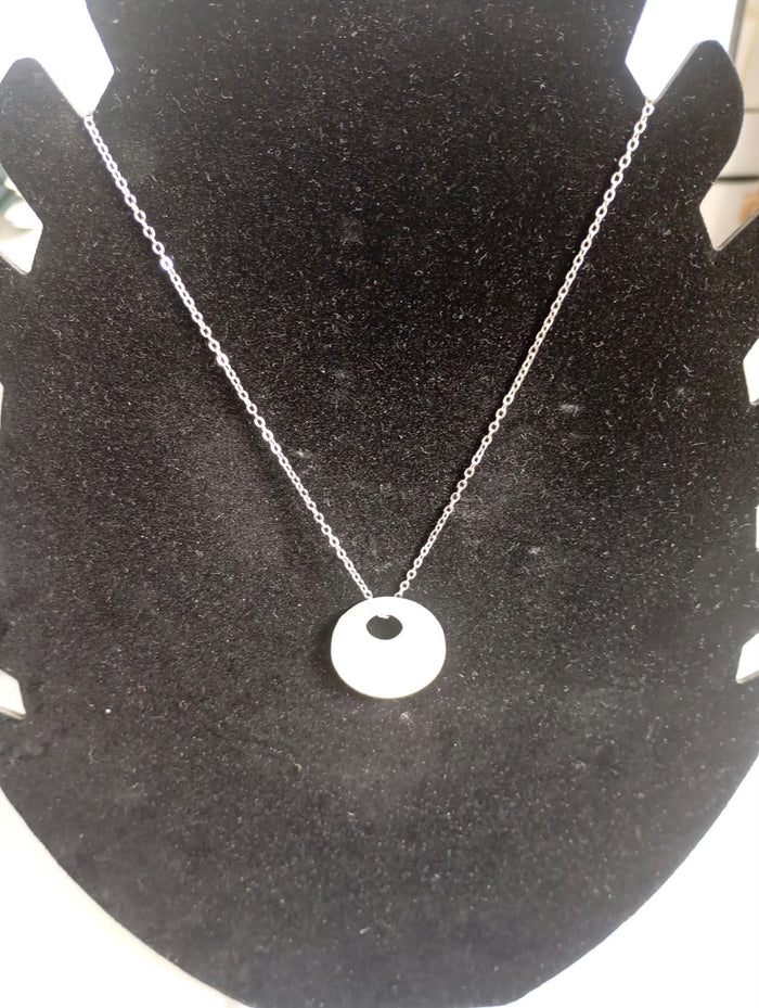 Collier rond en plâtre à peindre avec chaîne en acier inoxydable