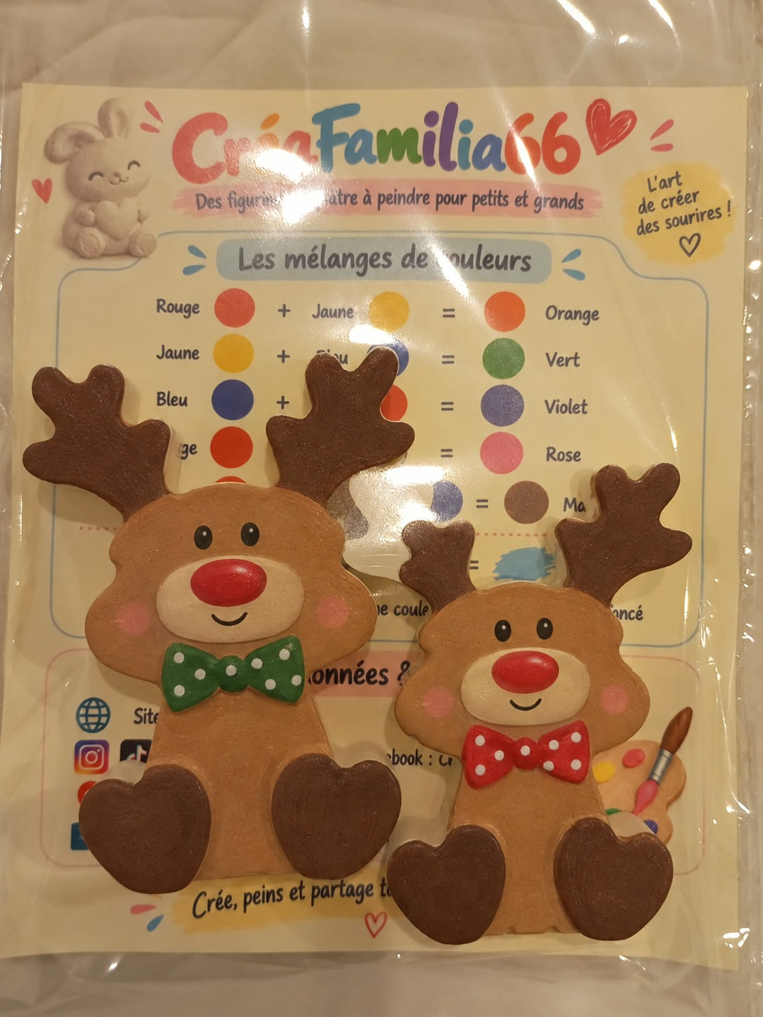 Exemple peint du kit duo de rennes de Noël