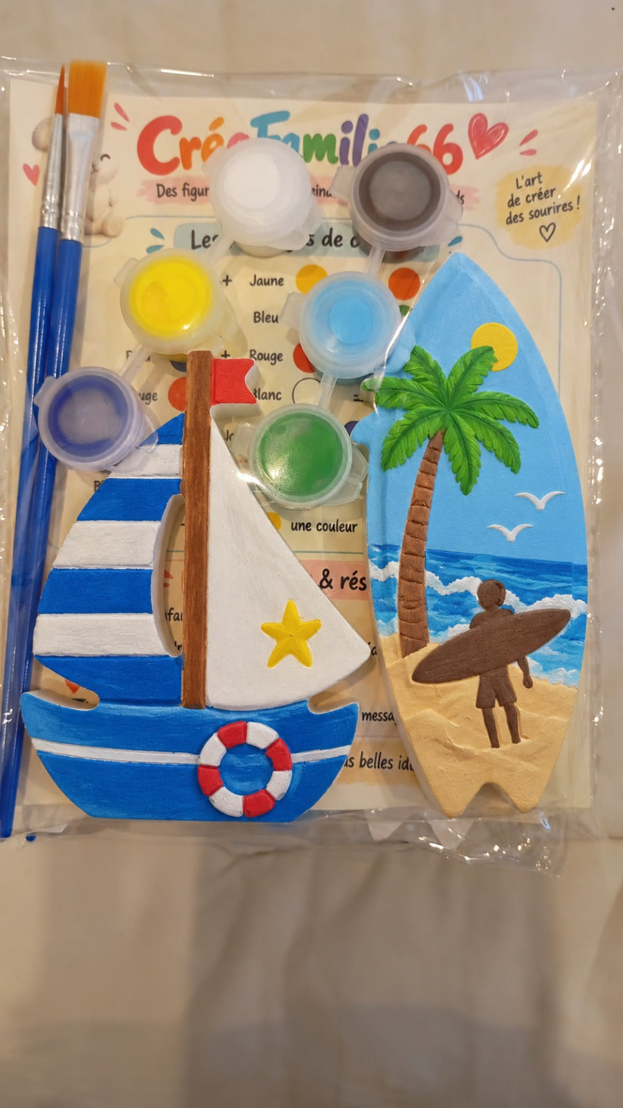 Kit créatif Bateau et planche de surf – 2 figurines à peindre