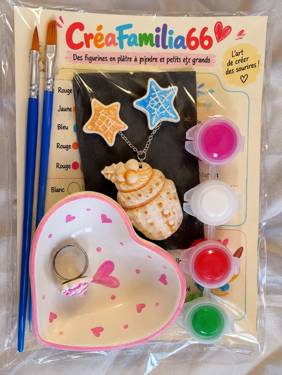 Kit créatif Bijoux et coupelle cœur – plâtre à peindre
