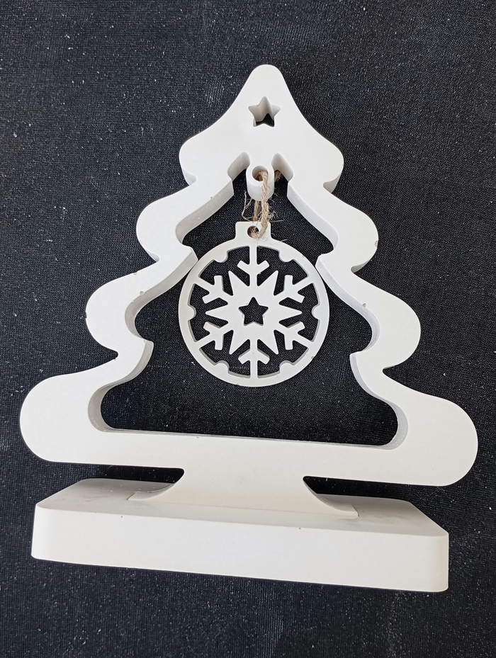 Sapin de Noël 3D avec flocon suspendu en plâtre à peindre